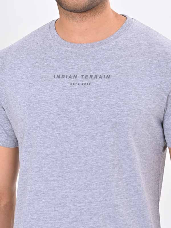 Indian Terrain Men's Half Sleeve Regular Fit Grey Round Neck T-Shirt